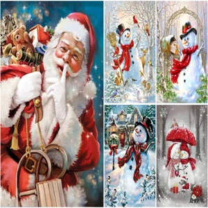 Large 5D Diamond Painting Snowman Scenery Cross Stitch Art Embroidery Mural Kits - Picture 1 of 17