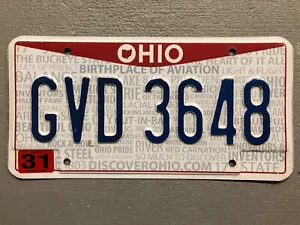 OHIO NUMMERNSCHILD ENTDECKEN OHIO.COM ROT/WEISS/BLAU ZUFÄLLIGE BUCHSTABEN/ZAHLEN FAIR - Bild 1 von 2