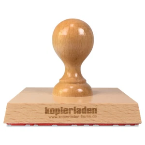 Personalisierter Holzstempel mit eigenem Text oder Logo, 100mm breit - Bild 1 von 3