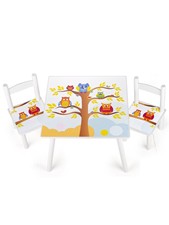 Set da cameretta per bambini tavolo e 2 sedie in legno GUFI - 102/244162A