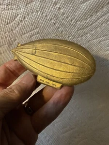 RARE ANTIQUE GOLD DRESDEN ZEPPELIN BLIMP CHRISTMAS TREE ORNAMENT - Picture 1 of 12