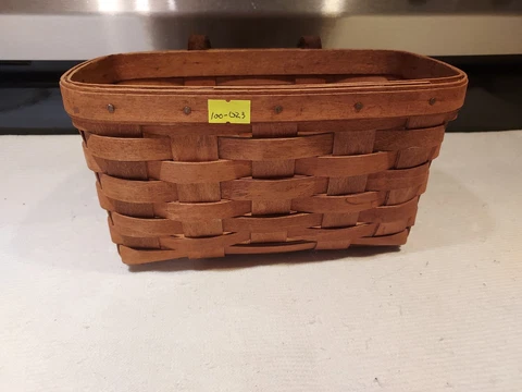 Longaberger 1990  Key or Mail Hanging Basket with Leather Strap Handle #1 Cover