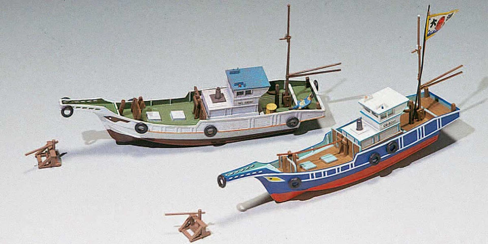 2168 Fishing boat 2 vessels Unpainted assembly kit Greenmax 2168 Model Train N - Image 1 of 1