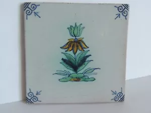 Vintage Makkum Holland Dutch Royal Tichelaar Polychrome Flower Tile Handpainted2 - Picture 1 of 6