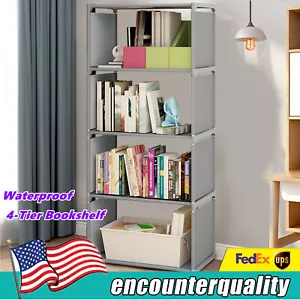 4-Tier Waterproof Bookcase Bookshelf Display Storage Unit Shelving Stand - Picture 1 of 11