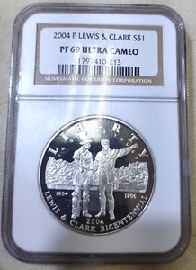 2004 P LEWIS & CLARK COMMEMORATIVE SILVER COIN! GRADED PF69 BY NGC! - Picture 1 of 4