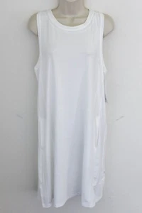 Athleta Tank Dress Medium Tall White Pullover Sleeveless Pockets Pacifica Illume - Picture 1 of 8