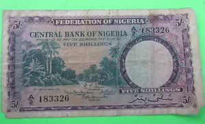 NIGERIA, 5 SHILLINGS, P#2, 1958 - Picture 1 of 2