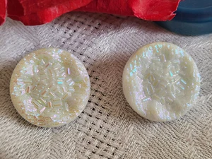Duo boutons anciens en verre mordoré rose blanc 1,7 cm collection D18A - Bild 1 von 3