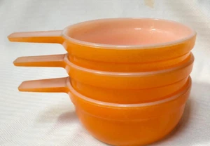set of 3 Vintage retro Flame Orange Crown Australia Pyrex Ovenware Ramekins 70s - Picture 1 of 9