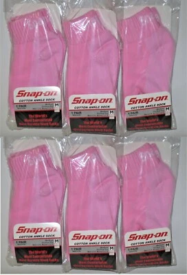 6 PAIRS Snap-On PINK Ankle Socks MEDIUM 6-10 *FREE SHIPPING* MADE IN USA! *NEW* - Image 1 of 4