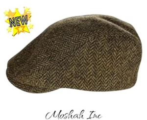Biddy Murphy, Irish Touring Newsboy Cap Made in Ireland Fitted Tweed Brown Large - Picture 1 of 8