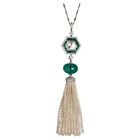 Green Tassel Necklace Sterling Silver 925 Round For Women Cz Jewelry