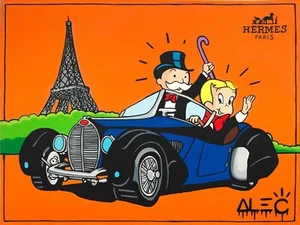 Alec Monopoly Hand oil painting on canvas,MONOPOLY ROLLING PARIS 24×32" - Picture 1 of 5
