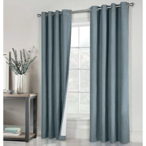 Blackout window curtain panels pair blue 63"L x 52" W (104"W total ) grommet top - Picture 1 of 4