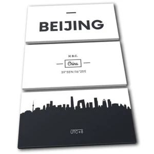 Beijing China Skyline Typography City TREBLE CANVAS WALL ART Picture Print - Picture 1 of 1