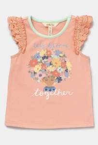 Matilda Jane Girls Dream chasers Let's Bloom Together Tee Peach Size 4 New - Picture 1 of 4