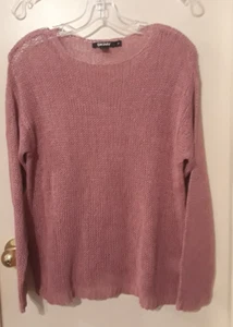 DKNY Pink Cotton LS Loose Knit Top/Sweater-Size P-New Vintage - Picture 1 of 8