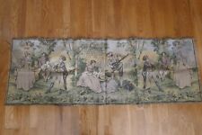 Vintage Belgium Tapestry Panels Fabric Three Scenes