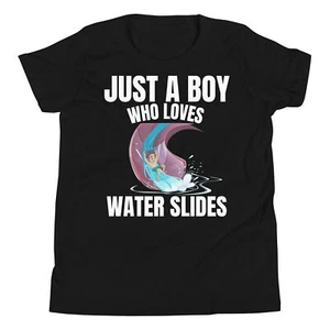 Just A Boy Who Loves Water Slides Waterpark Slide Lover Youth T-Shirt - Picture 1 of 5