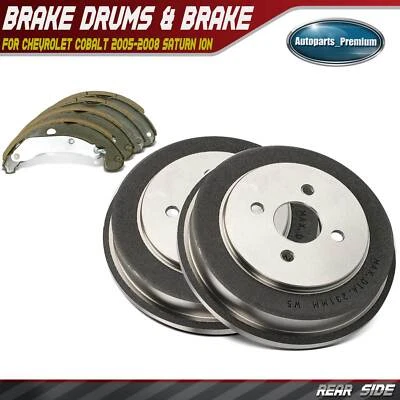 Rear Brake Drums + Ceramic Brake Shoe for Chevrolet Cobalt 2005-2008 Pontiac G5 - Image 1 of 4