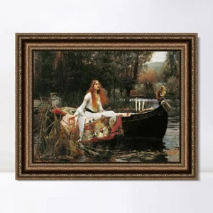 Framed Canvas Print The Lady of Shalott in Boat by John William Waterhouse - Picture 1 of 16