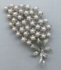 Vintage Sterlingsilber Perlenbrosche Flieder Blumenspray Japan Kultivierte Akoya 3+