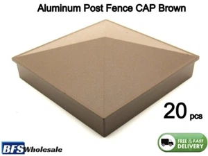 Tapa de poste de cerca de aluminio 4 x 4 pulgadas, color marrón, 20 piezas, resistente a la intemperie - Imagen 1 de 9