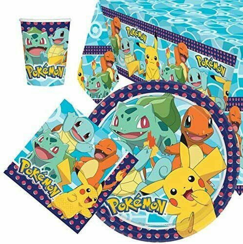 amscan 9050 0365-66 Pokemon-Juego 56 Piezas, vajilla desechable y decoración,  cumpleaños Infantil, Fiesta temática, Multicolor : : Hogar y cocina