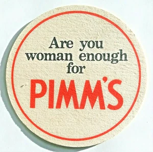 ARE YOU WOMAN ENOUGH FOR PIMM'S BEER COASTER VTG SHIPS FROM USA - Picture 1 of 2