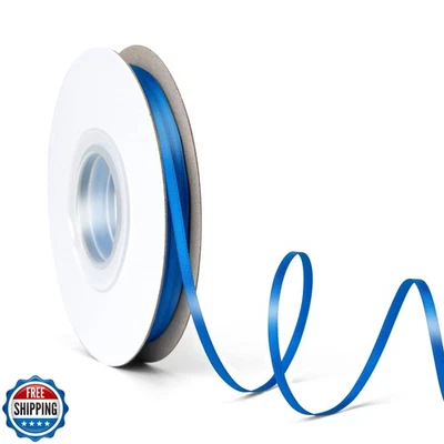Laferri Double Faced Electric Blue Satin Ribbon,1/8" X 50 Yards,Thin Fabric R - Image 1 of 4