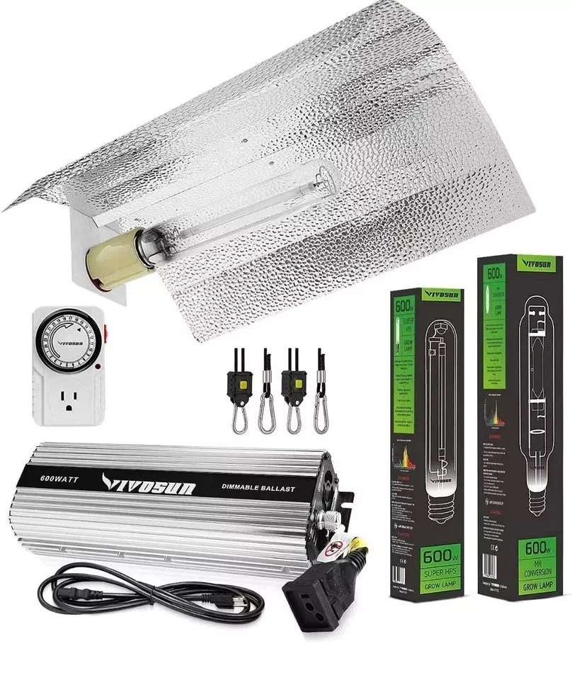 VIVOSUN Hydroponic 600W HPS MH Luz de Crecimiento, Kit Reflector de Ala Refrigerado por Aire Foto 1 de 4