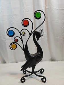 Silber Pfau Metall Schmuck Halter Dekorative Farbsteine Display 16" - Bild 1 von 13