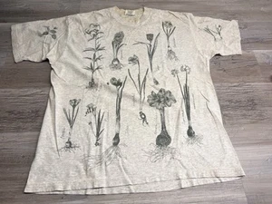 Vintage Flowers Collection T-Shirt Floral All Over Print Tulip Lily Iris XL USA - Picture 1 of 10
