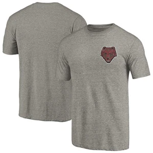 Men's Gray Heather Brown Bears Left Chest Distressed Logo Tri-Blend T-Shirt - Picture 1 of 3