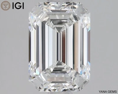 Emerald Shape 2.00 CT. IGI Certificate CVD Lab Grown Diamond F Color VS1 Clarity - Image 1 of 4