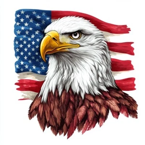 Eagle with American Flag car decal, Eagle Die Cut Waterproof Sticker Bumper Pane - Picture 1 of 2