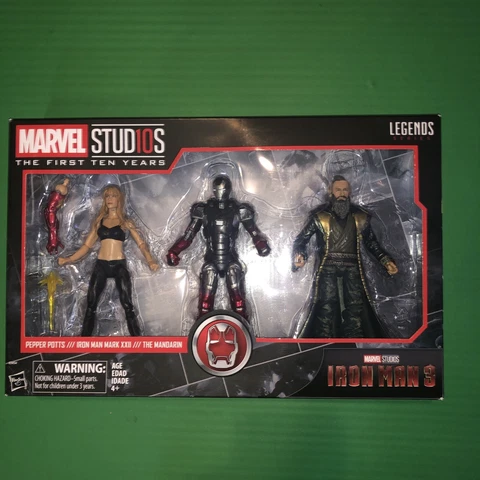 Marvel Legends Pepper Potts, Iron Man (3) Mark XXII & The Mandarin 3-Pack MISB Cover