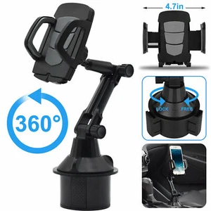 Universal 360° Car Cup Phone Mount Adjustable Holder Stand Cradle For Cell Phone - Picture 1 of 9