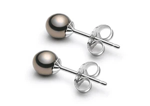 Bezaubernde 10mm Natürliche Tahtian Echte Schwarze Runde Perle Ohrstecker 589AAA - Bild 1 von 2