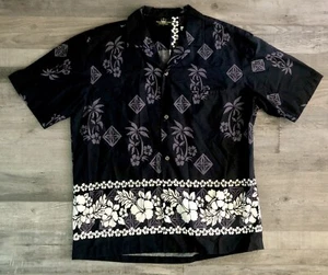 Royal Creations Men’s Shirt Black Floral Tropical Size Large Hawaiian Aloha - Picture 1 of 9