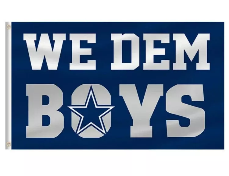 Dallas Cowboys We Dem Boys Bandera 3x5 pies Azul Plata Bandera Fútbol NUEVO Estrella 25 Foto 1 de 4