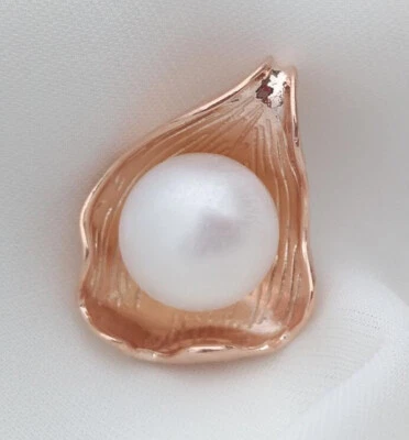 18" Exótico Delicado Natural Mar del Sur Genuino 11mm Perla Blanca Oro Rosa Colgante Foto 1 de 4