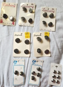 Silver toned Buttons on Cards - BGE, Le Chic, Stylerite, Lansing Vintage - Picture 1 of 7
