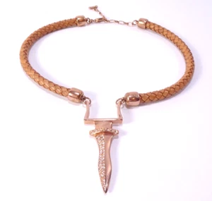 Sachin + Babi  Women's Montrose Dagger Roosevelt Faux Leather Necklace VINTAGE - Picture 1 of 24