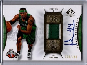 J.R. Giddens 2008-09 Upper Deck SP Authentic Rookie Signed Patch Card /499 #114