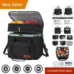 Expandable Double Deck Cooler Bag - 23L Insulated Lunch Tote for Work & Leisure - Picture 1 of 11
