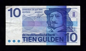 F.C. HOLANDA NETHERLANDS , 10 GULDEN 1968 , MBC- (VF- ) , ARRUGAS , P.91b . - Picture 1 of 2
