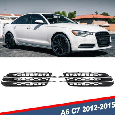 Chrome+Black Front Bumper Fog Light Lamp Cover Grille For Audi A6 C7 2012-2015 Foto 1 de 4