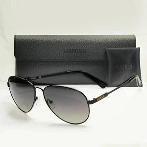 Guess Sunglasses Black Polarized Pilot Metal Gradient Smoke GU 7664 02D 60mm - Picture 1 of 12